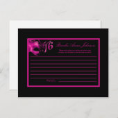 Carte de conseil écrit Sweet 16 Hot rose Black Par (Devant / Derrière)