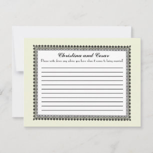 Carte de conseil écrit Vert clair/gris Mariage for