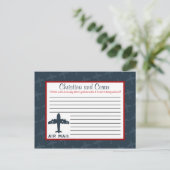 Carte de conseil écrite Avion vol bleu/rouge vol (Debout devant)