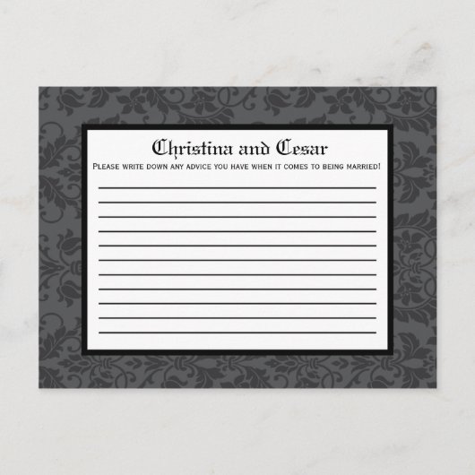 Carte de conseil écrite Black Grey Formal Gothic P (Devant)