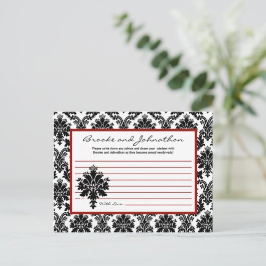 Carte de conseil écrite Black Red Damask Lace (Debout devant)