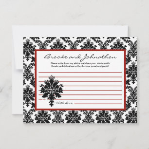 Carte de conseil écrite Black Red Damask Lace