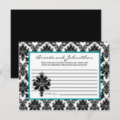 Carte de conseil écrite Black Turquoise Damask Lac (Devant / Derrière)