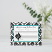 Carte de conseil écrite Black Turquoise Damask Lac (Debout devant)