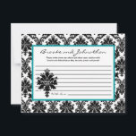 Carte de conseil écrite Black Turquoise Damask Lac<br><div class="desc">Ces adorables cartes de conseil écrites sont un complément parfait à tout baby shower ou fête d'anniversaire. Il vous suffit de remettre ces cartes à vos invités, ainsi que des stylos Sharpie à pointe fine. Vos invités peuvent alors noter tous les conseils qu'ils ont pour la nouvelle maman d'être ou...</div>