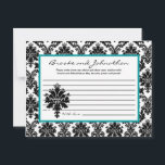Carte de conseil écrite Black Turquoise Damask Lac<br><div class="desc">Ces adorables cartes de conseil écrites sont un complément parfait à tout baby shower ou fête d'anniversaire. Il vous suffit de remettre ces cartes à vos invités, ainsi que des stylos Sharpie à pointe fine. Vos invités peuvent alors noter tous les conseils qu'ils ont pour la nouvelle maman d'être ou...</div>