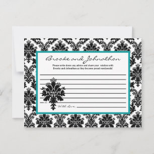 Carte de conseil écrite Black Turquoise Damask Lac