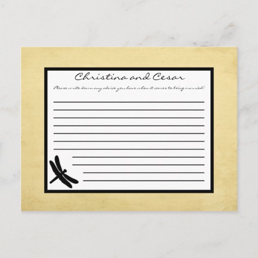 Carte de conseil écrite Cattail/Dragonfly Silhouet (Devant)