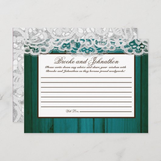 Carte de conseil écrite Distrissé Turquoise dentel (Devant / Derrière)