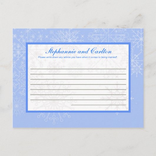 Carte de conseil écrite du Mariage Snowflake (Devant)