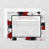 Carte de conseil écrite Fleurs noires feuilles rou (Devant / Derrière)