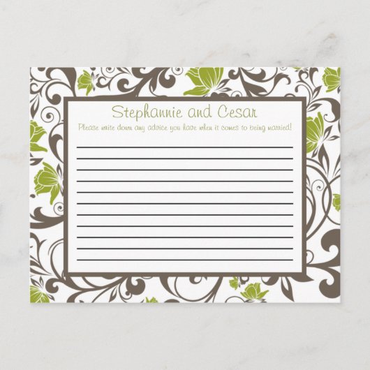 Carte de conseil écrite Green Floral avec succursa (Devant)