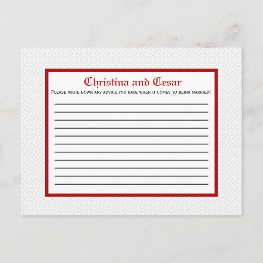 Carte de conseil écrite Gris Rouge Forme Imprimer (Devant)
