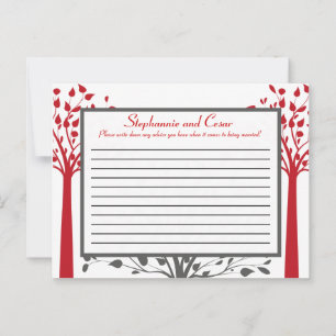 Carte de conseil écrite Hiver Gris/Arbre rouge