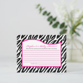 Carte de conseil écrite Hot Pink Zebra Print (Debout devant)