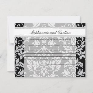 Carte de conseil écrite Mariage damassé noir et gr