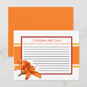 Carte de conseil écrite Orange Tiger Lilly avec ba (Devant / Derrière)