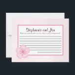 Carte de conseil écrite Pink Cherry Blossom<br><div class="desc">Ces adorables Cartes de Conseils Écrits sont un complément parfait à tout Mariage. Il vous suffit de remettre ces cartes à vos invités, ainsi que des stylos Sharpie à pointe fine. Vos invités peuvent alors noter tous les conseils qu'ils ont pour la nouvelle mariée et mariée. Ils sont imprimés à...</div>