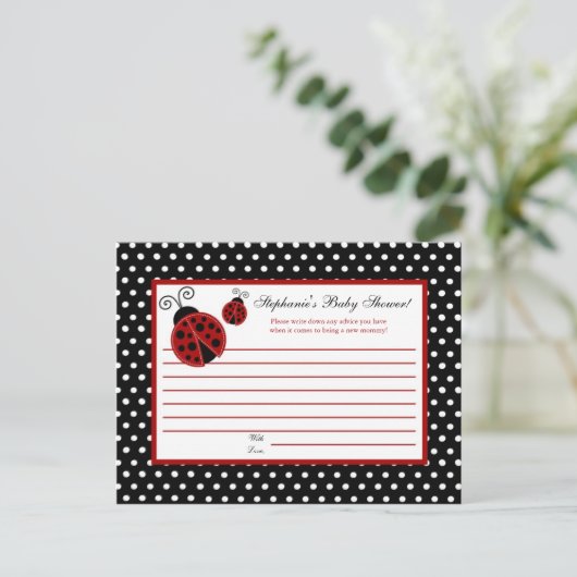 Carte de conseil écrite Red Ladybug (Debout devant)