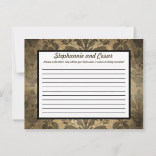 Carte de conseil écrite Vintage Brown Damask