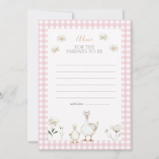 Carte de conseil en Baby shower rose blanc à oie b