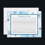Carte de conseil en écriture Blue Tree / Snowflake<br><div class="desc">Ces adorables Cartes de Conseils Écrits sont un complément parfait à tout Mariage. Il vous suffit de remettre ces cartes à vos invités, ainsi que des stylos Sharpie à pointe fine. Vos invités peuvent alors noter tous les conseils qu'ils ont pour la nouvelle mariée et mariée. Ils sont imprimés à...</div>