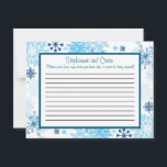 Carte de conseil en écriture Blue Tree / Snowflake<br><div class="desc">Ces adorables Cartes de Conseils Écrits sont un complément parfait à tout Mariage. Il vous suffit de remettre ces cartes à vos invités, ainsi que des stylos Sharpie à pointe fine. Vos invités peuvent alors noter tous les conseils qu'ils ont pour la nouvelle mariée et mariée. Ils sont imprimés à...</div>