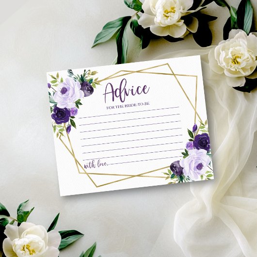 Carte de conseil en Fête des mariées Florale viole