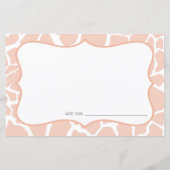 Carte de conseil en Giraffe pour bébé rose (Dos)