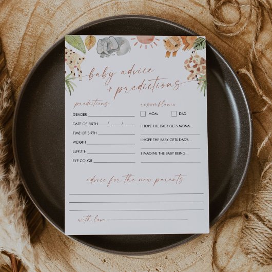 Carte de conseil et de prédictions du Baby shower 