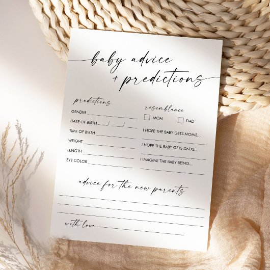 Carte de conseil et de prévision de Baby shower KA