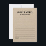 Carte de conseil et de souhaits de Mariage rustiqu<br><div class="desc">Ajoutez une touche personnelle à votre mariage avec une carte de conseil et de souhaits de mariage en papier kraft rustique. Cette carte de conseil comporte le titre et les détails en noir gras sans serif style police sur papier kraft. Parfait pour mariage, baby shower, fête d'anniversaire, fête de bachelorette...</div>