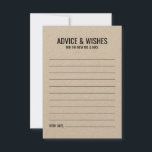 Carte de conseil et de souhaits de Mariage rustiqu<br><div class="desc">Ajoutez une touche personnelle à votre mariage avec une carte de conseil et de souhaits de mariage en papier kraft rustique. Cette carte de conseil comporte le titre et les détails en noir gras sans serif style police sur papier kraft. Parfait pour mariage, baby shower, fête d'anniversaire, fête de bachelorette...</div>