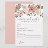 Carte de conseil et de souhaits de rose rose pâle (Devant / Derrière)