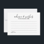 Carte de conseil et de souhaits Mariage de script<br><div class="desc">Ajoutez une touche personnelle à votre mariage avec un conseil mariage moderne et une carte de voeux. Cette carte de conseil comporte le titre en noir style de police de calligraphie moderne et les détails en noir style de police sans serif moderne sur arrière - plan blanc. Parfait pour mariage,...</div>