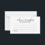 Carte de conseil et de souhaits Mariage de script<br><div class="desc">Ajoutez une touche personnelle à votre mariage avec un conseil mariage moderne et une carte de voeux. Cette carte de conseil comporte le titre en noir style de police de calligraphie moderne et les détails en noir style de police sans serif moderne sur arrière - plan blanc. Parfait pour mariage,...</div>