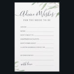 Carte de conseil et de souhaits minimaux pour mari<br><div class="desc">Ces cartes de conseil et de souhaits sont de doux pâtisseries pour la mariée et le couple, dispose de l'aquarelle de feuillage botanique de la verdure et design script moderne, simple et élégant, grande activité pour la douche de mariée rustique moderne, des fêtes de mariage de jardin botanique. Voir tous...</div>