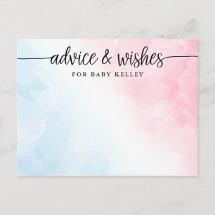 Carte de conseil et de souhaits pour bébé rose et 