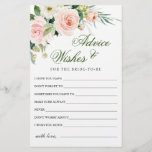 Carte de conseil et de souhaits pour les fleurs ro<br><div class="desc">Carte de conseil et de souhaits pour les fleurs roses blanches. Personnalisez avec le nom de la mariée et la date de la douche. Pour plus de personnalisation,  cliquez sur le lien "customiser plus loin". Si vous avez besoin d'aide,  contactez-moi s'il vous plaît.</div>