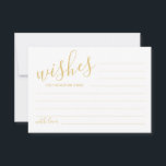 Carte de conseil et de souhaits pour Mariage de sc<br><div class="desc">Ajoutez une touche personnelle à votre mariage grâce à un conseil et une carte de souhaits de mariage de script moderne. Cette carte de conseil comprend le titre en or de style de police de calligraphie moderne et les détails en or de style de police sans serif moderne sur arrière...</div>