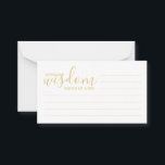 Carte de conseil et de souhaits pour Mariage de sc<br><div class="desc">Ajoutez une touche personnelle à votre mariage grâce à un conseil et une carte de souhaits de mariage de script moderne. Cette carte de conseil comporte le titre "mots de sagesse" avec des détails en écriture or et sans serif style de police sur arrière - plan blanc. Parfait pour mariage,...</div>