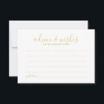 Carte de conseil et de souhaits pour Mariage d'or<br><div class="desc">Ajoutez une touche personnelle à votre mariage avec un conseil mariage moderne et une carte de voeux. Cette carte de conseil comprend le titre en or de style de police de calligraphie moderne et les détails en or de style de police sans serif moderne sur arrière - plan blanc. Parfait...</div>