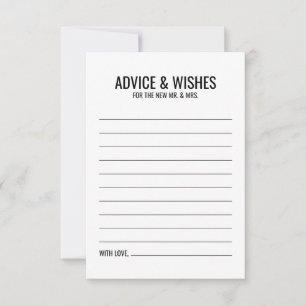 Carte de conseil et de souhaits pour Mariage noir
