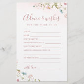 Carte de conseil et de souhaits pour mariage rose (Devant)