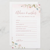 Carte de conseil et de souhaits pour mariage rose (Devant / Derrière)