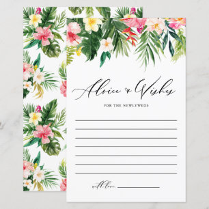 Carte de conseil et de souhaits pour Mariage Tropi