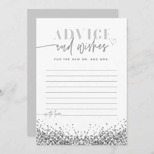 Carte de conseil et de souhaits pour Parties scint (Devant / Derrière)