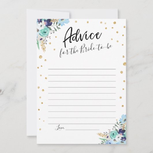 Carte de conseil Fête de l'mariée de voyage Blue F (Devant)