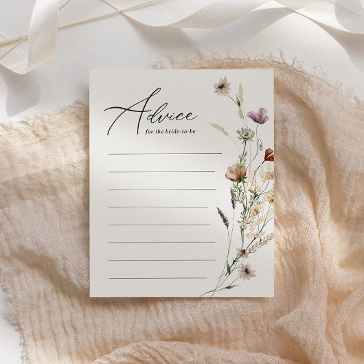 Carte de conseil Fête des mariées fleur sauvage