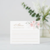 Carte de conseil Floral Blush Pink Gold Baby showe (Debout devant)